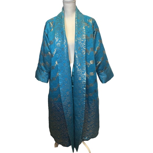 Vintage Victoria’s Secret Gold Label Brocade Jaquard Robe One Size Gold Metallic - Picture 1 of 13